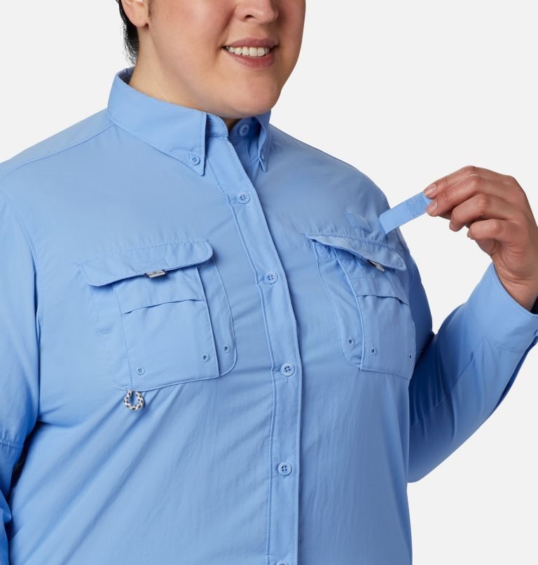 Women's Columbia PFG Bahama Long Sleeve Shirts Blue | Plus Size CA-HL581